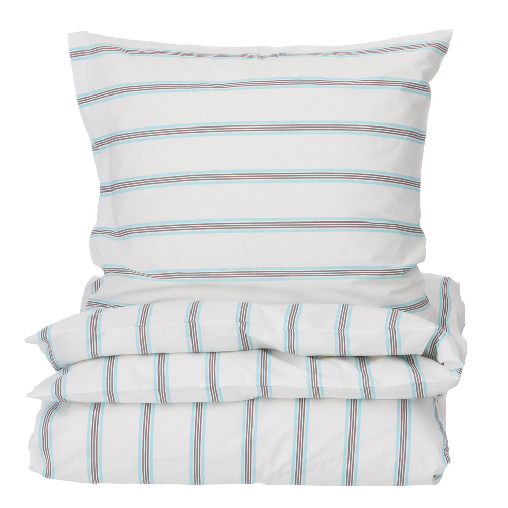 Pin Stripe Double sengesæt - blå/grå